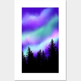 Aurora forest Posters and Art